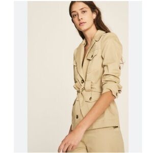 Beige Cargo Style Beige Blazer With Removable Belt Size Small